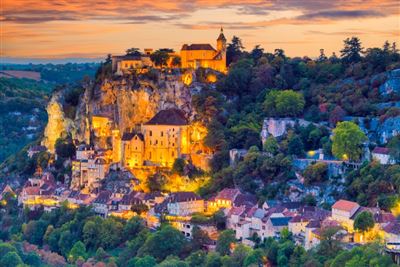 Rocamadour in der Dämmerung